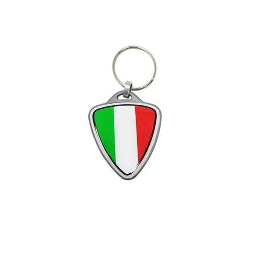 Porte-Clés Moto Bouclier Drapeau Italie, Argent