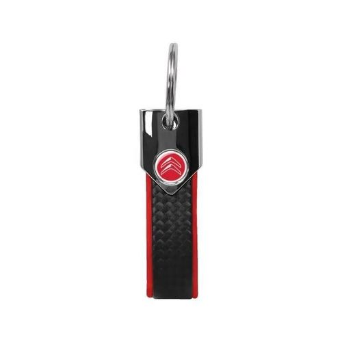 Porte-Clés Officiel Citroën Rouge, Carbone, Logo Rouge