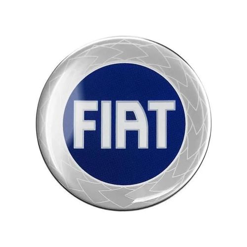 Autocollant 3d - Fiat - Logo Officiel - Bleu - Diamètre 75 Mm - Résine Polyuréthane