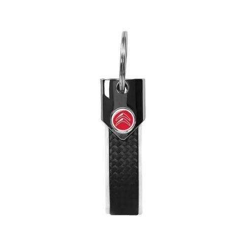 Porte-Clés Officiel Citroën Blanc, Carbone, Logo Rouge
