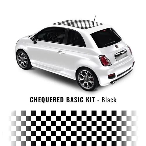Kit Adhésif Décoratif - Fiat - 500 - Noir - 56 Pièces - Résistant Aux Intempéries