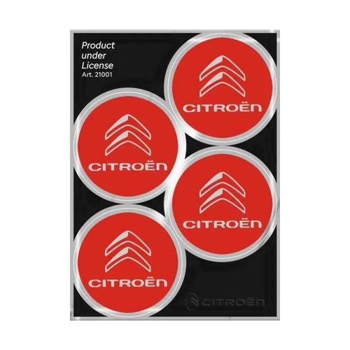 Autocollants Pour Enjoliveurs De Roue Pour Citroën Official 4 Logos 48 Mm, Rouge