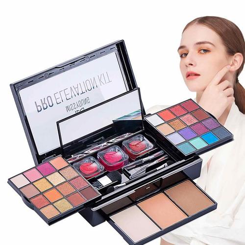 Coffret Cadeau De Palette De Maquillage Avec Fard À Barrage, Kit De Maquillage Professionnel Tout-En-Un, Jules Gloss, Pinceau À Poudre Contour, 38 Couleurs 