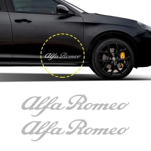 Autocollants - Alfa Romeo - 25 Cm - Argent - 2 Pièces - Application Simple