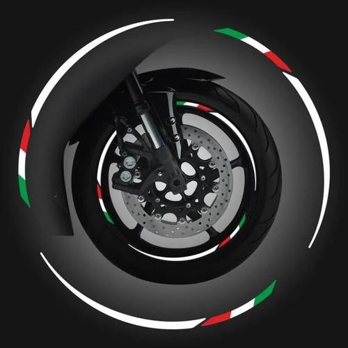 Wheel Rim Autocollants Modulaires Pour Jantes Moto, 24 Pièces, Drapeau Italie Et Blanc