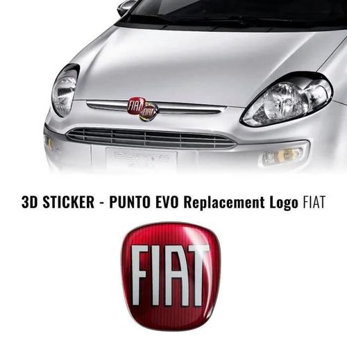 Autocollant 3d - Fiat - Punto Evo - Gris - 65 X 60 Mm - Non Original