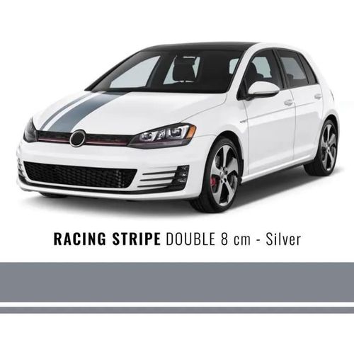 Bandes Adhésives - Stripes - Argent - 8 Cm X 5 Mt - Résistantes Aux Agents Atmosphériques - Look Sportif