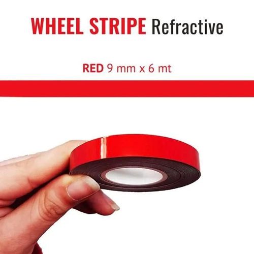 Bandes Adhésives Réfléchissantes - Non Spécifié - Jantes Moto - Rouge - 9 Mm - 6 Mètres