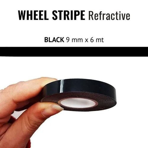 Bandes Adhésives Réfléchissantes - Non Spécifié - Jantes Moto - Noir - 9 Mm - 6 Mt