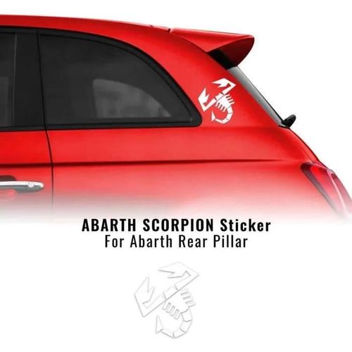 Autocollant - Abarth - Fiat 500 Abarth - Blanc - 120 Mm - Haute Définition
