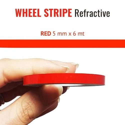 Bandes Adhésives Réfléchissantes - Non Spécifié - Jantes Moto - Rouge - 5 Mm - 6 Mt