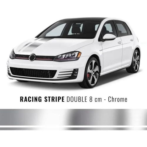 Bandes Adhésives - Stripes - Chromé - 8 Cm X 5 Mt - Résistantes Aux Agents Atmosphériques - Look Sportif