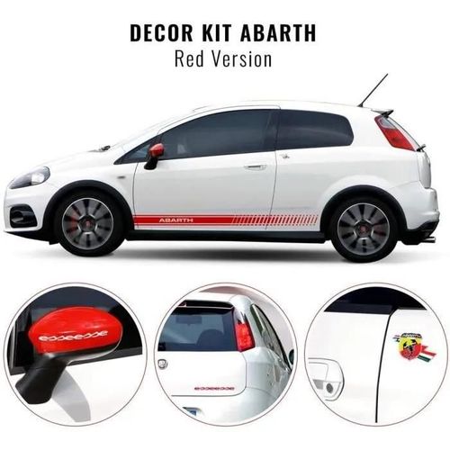 Kit De Décoration - Abarth - Punto - Rouge - 2 Bandes Adhésives - Autocollant 3d