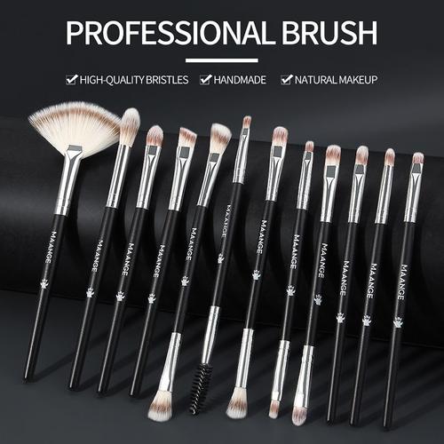 Lot De 12 Pinceaux De Maquillage À Double Tête, Professionnels, Faciles À Colorier, Pour Ombre À Paupières, Sourcils, Outils De Beauté, Tslm1 