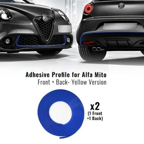 Profil Adhésif - Alfa Romeo - Mito - Bleu - 2 Serviettes 'easy Cleaner Pro' - S'adapte Au Pare-Chocs