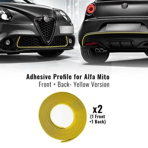Profil Adhésif - Alfa Romeo - Mito - Jaune - 2 Serviettes 'easy Cleaner Pro' - Haute Qualité