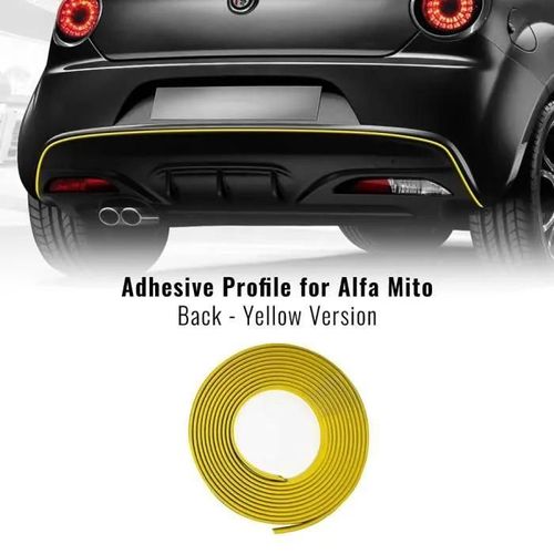Profil Adhésif Postérieur - Alfa Romeo - Mito - Jaune - 1 Serviette Easy Cleaner Pro - Haute Qualité