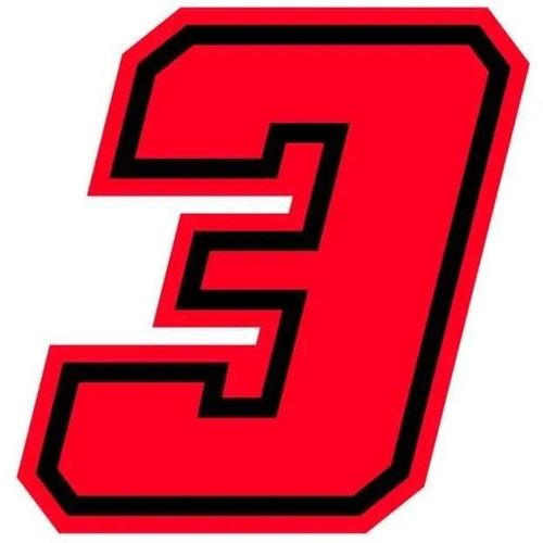 Autocollant - Moto Gp - Numéro 3 - Rouge Fluo - Hauteur 10 Cm - Adhésif Résistant