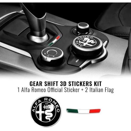 Kit Autocollant Logo Alfa Romeo 51 Mm + Drapeau Pour Giulia Stelvio Intérieur