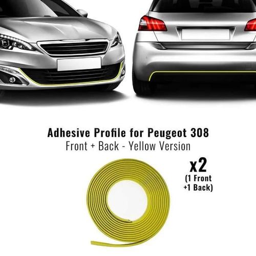 Profil Adhésif Antérieur + Postérieur Pour Peugeot 308 Voiture, Jaune
