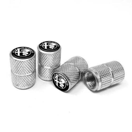Bouchons Capuchons De Valve Pour Pneus Voiture Alfa Romeo Universels, 4 Pièces Logo Noir