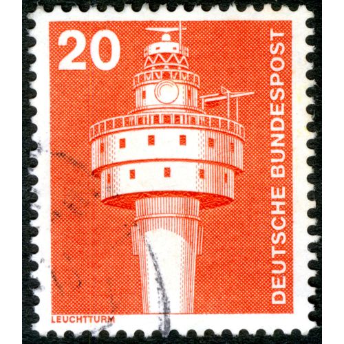 Timbre Oblitéré Deutsche Bundespost, Leuchtturm, 20