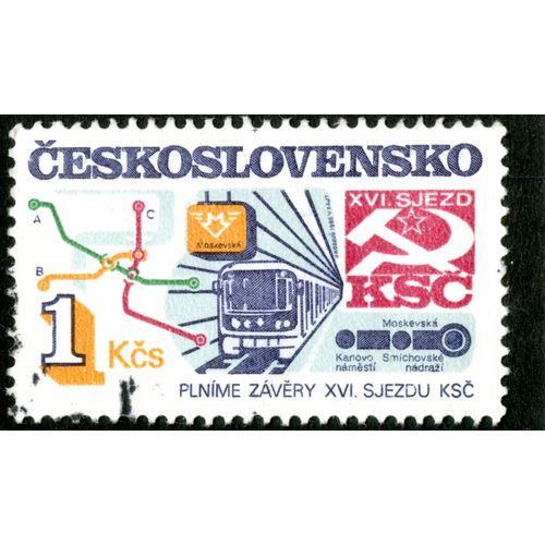 Timbre Oblitéré Ceskoslovensko, Plnime Zavery Xvi Sjezdu Ksc, 1 Kcs