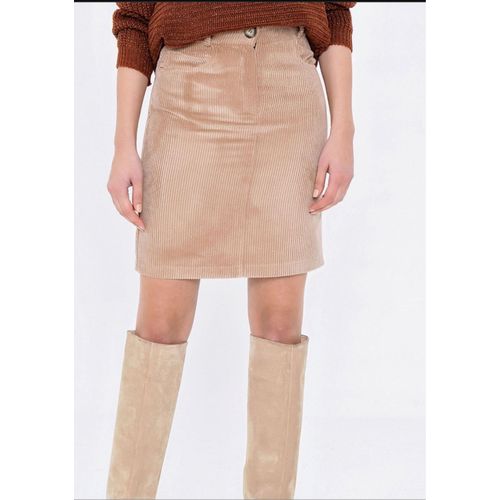 Jupe Droite En Velours Beige Taille 36 Neuve Étiquetée