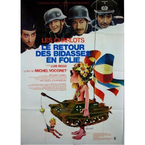 Le Retour Des Bidasses En Folie / Les Charlots - Affiche Originale De Cinéma - Format 120x160 Cm - De Michel Vocoret Avec Gérard Rinaldi, Jean Sarrus, Gérard Filipelli, Luis Rego / Hurel - 1983