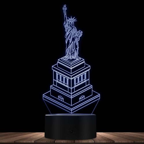 Lampe De Nuit Illusion 3d Statue De La Liberté, Symbole Américain De New York, Souvenir De Voyage, Cadeaux De Table