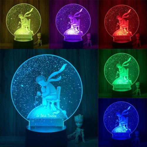 Lampe 3d Animée, Vrai Ver. Veilleuse Led En Forme De Conte De Fées Le Petit Prince, 7 Couleurs, Luminaire Décoratif D'intérieur, Idéal Pour Une Chambre À Coucher