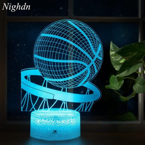 Veilleuse De Basket-Ball, Lampe Led D'illusion 3d, 16 Couleurs Réglables Avec Télécommande Tactile Intelligente, Meilleur Cadeau D'anniversaire De Noël