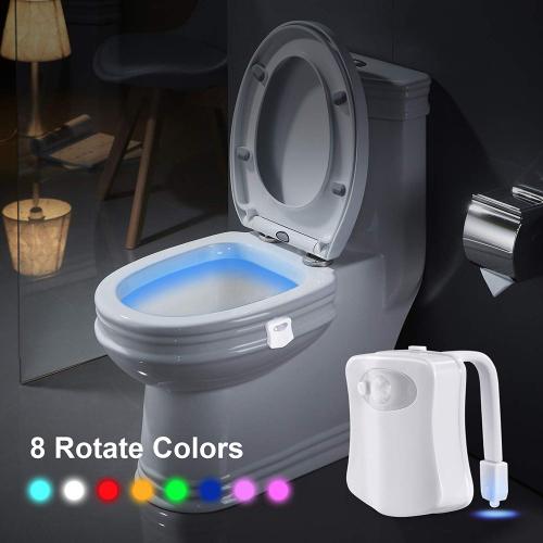 Lampe LED pour la cuvette des toilettes avec capteur de mouvement PIR,  lumière changeante entre 8 couleurs, étanche, rétro-éclairé, luminaire