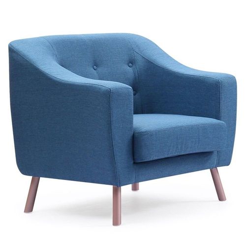 Fauteuil Design Tissu "Salomon" 88cm Bleu