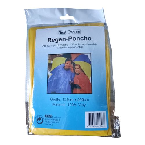 Meilleur Choixponcho Regen Fr : Poncho Imperméable Adulte  Taille: 131 Cm X 200 Cm, 100% Vinyl