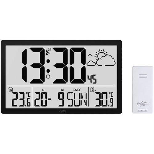 Horloge murale radio-pilotée avec station météo et capteur extérieur