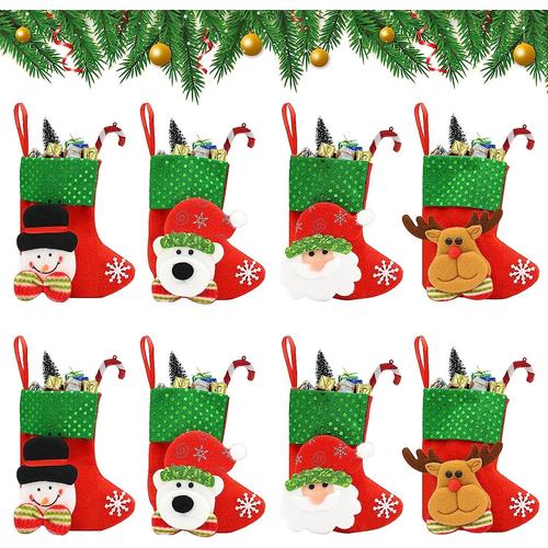 Lot de 8 Chaussette de Noel Mini 3D de No l Chaussette Cadeau Sac