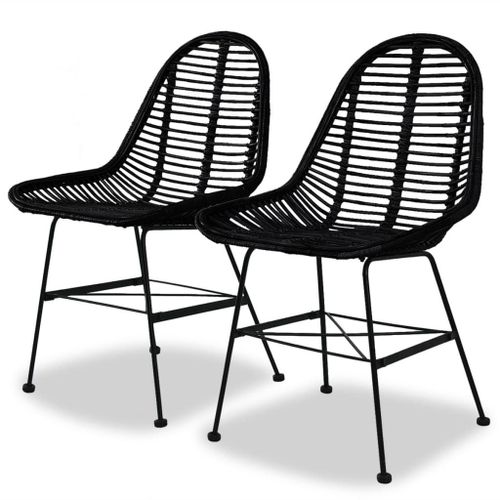 Prolenta Premium - Chaises À Manger Lot De 2 Noir Rotin Naturel