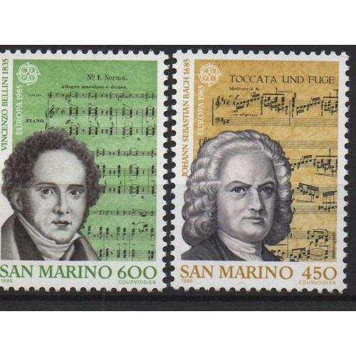 Saint-Marin Timbres Europa 1985 Les Musiciens Bellini Et Bach