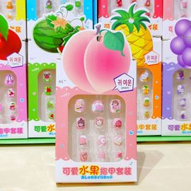 Faux Ongles Artificiels À Couverture Complète Pour Enfants, Presse Sur Les Pointes, Portable, Fruits Amovibles, Poignées, N64.N64.24, 24 Pièces 
