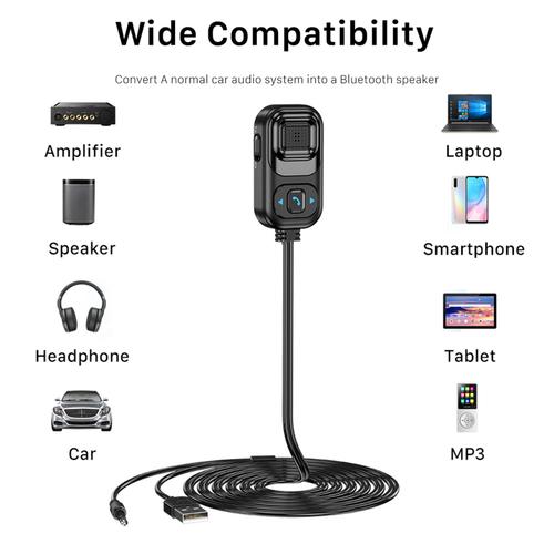Adaptateur Bluetooth Voiture,émetteur Récepteur Bluetooth,Adaptateur  Bluetooth 2 en 1,Prise 3,5 mm,Compatible