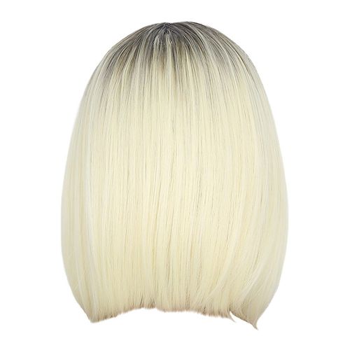Perruque Européenne Et Américaine Pour Femmes, Cheveux Courts Teintés En Fiber D'or, Chouchous Complets Pour Cheveux Mouillés 