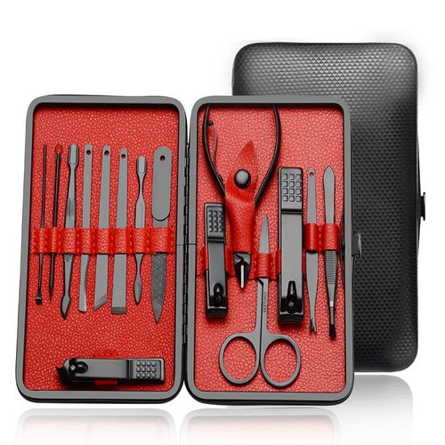 Kit De Manucure Et Pédicure En Acier Inoxydable, 15 Pièces, Outils Pour Coupe-Ongles Avec Étui Portable 