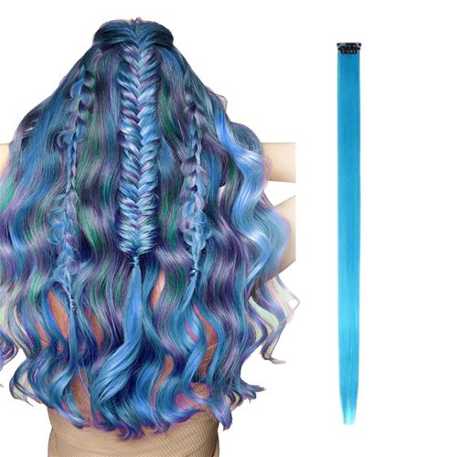 Extensions Capillaires Synthétiques Multicolores Avec Clips, Perruque À Reflets 