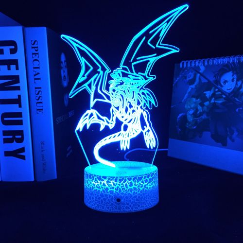 Lampe Led 3d À Télécommande Yu Gi Oh, Dragon Blanc Aux Yeux Bleus, Veilleuse Pour Chambre D'enfants, Lampe De Table, Cadeau Idéal