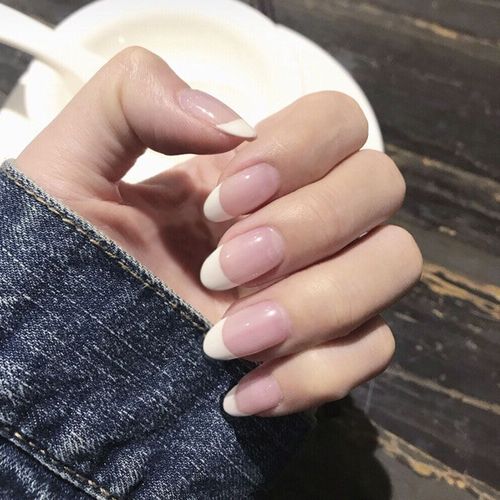 Faux Ongles Ronds Et Amovibles De Style Coréen Pour Femme, Accessoire De Manucure, Simple, Rose, N64, Ensemble De 24 Pièces 