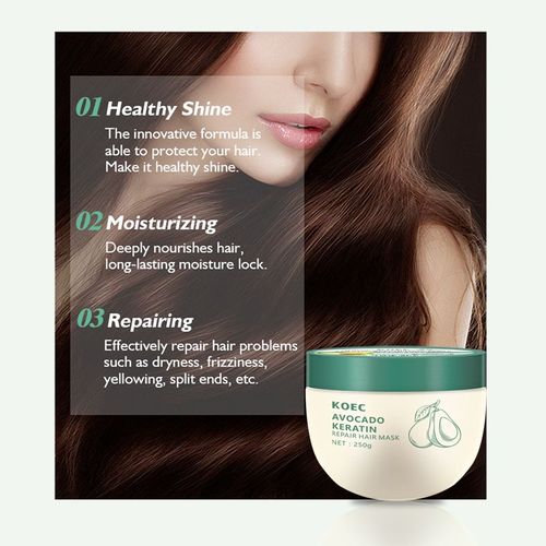 Masque Réparateur À La Kératine Pour Cheveux Secs Et Nourrissants, Soin Réparateur Pour Cheveux Abîmés, Hydratation Intensive, Récupération D'humidité, Cheveux Soyeux, 250g 