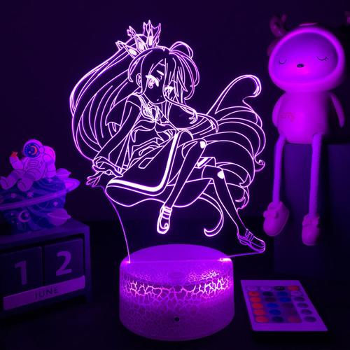 Lampe De Chevet À Led En 3d, Anime No Game No Life, Luminaire Décoratif, Idéal Comme Cadeau D'anniversaire Pour Enfants