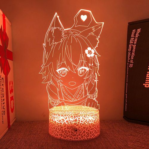 Lampe Led 3d En Forme De Renard Senko-San, Luminaire Décoratif D'intérieur, Idéal Pour Une Chambre À Coucher Ou Une Petite Amie