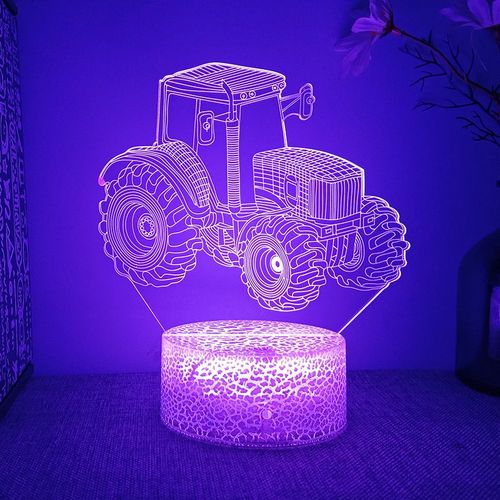 Lampe Tracteur Led Rechargeable En Acrylique Pour Voiture Et Ferme, Support De Nuit, Modèle De Chambre À Coucher, Décoration De Chambre D'enfant, Cadeau, Livraison Directe